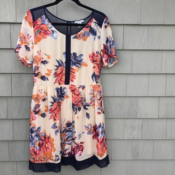 Nordstrom Bar III Floral Short Sleeve Scoop Neck Midi Dress XL - Picture 4 of 10